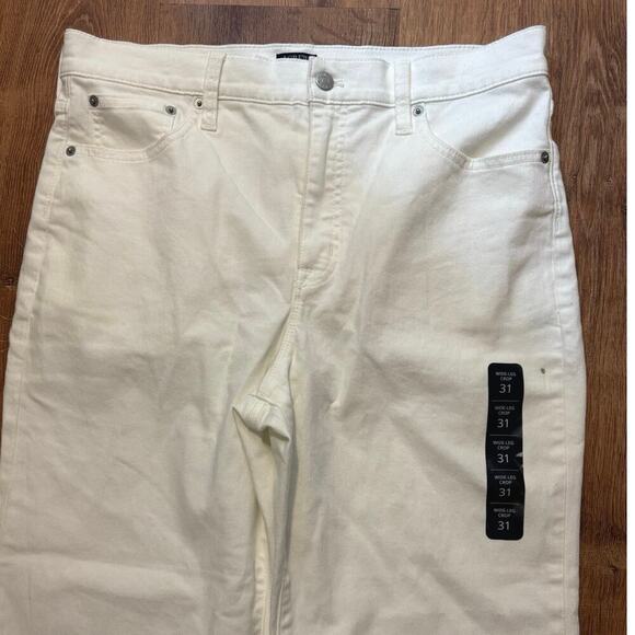 NWT J.Crew Wide Leg Crop Jean In All Day Stretch White Size 31 - Picture 4 of 9